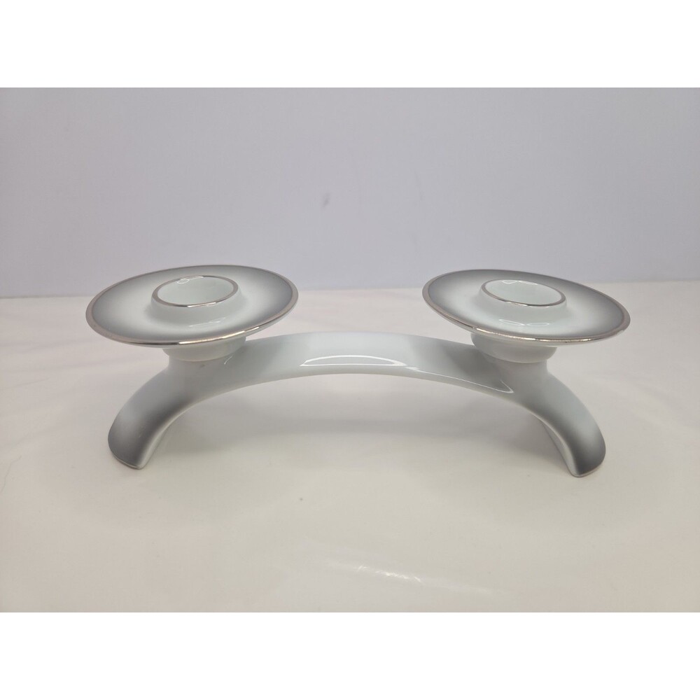 Vintage Rosenthal Bettina Arched Candle Holder White Platinum Germany MCM 3331